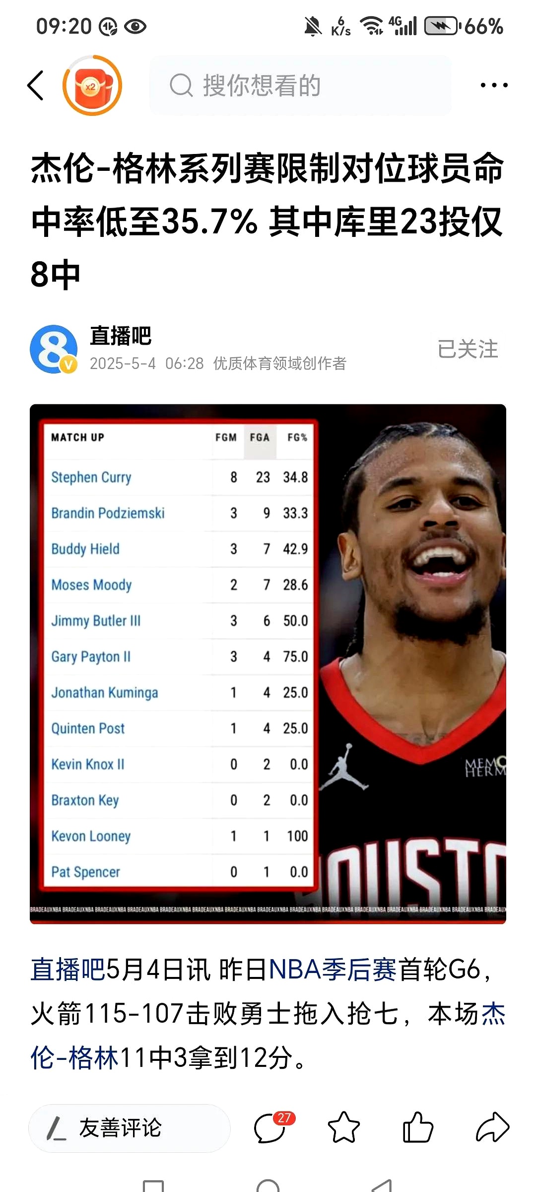 哈斯勒姆：格林是名人堂成员，因为他的防守他赢得了总冠军